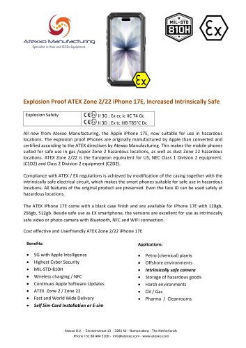 Product flyer explosion Proof iPhone 17E (Ex Zone 2)