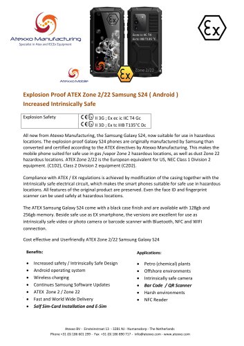 Product flyer explosion proof Samsung Galaxy S24 (Ex Zone 2)