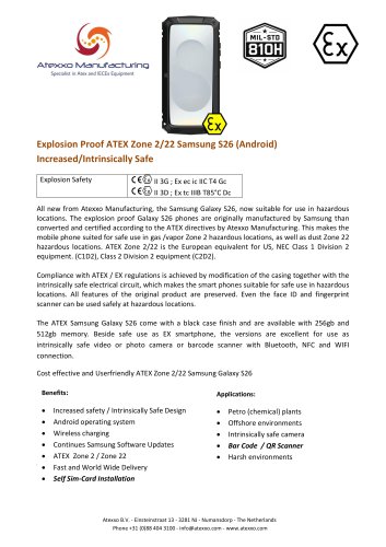Product flyer explosion proof Samsung Galaxy S26 (Ex Zone 2)