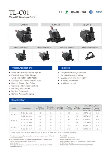 Medical Equipment Water Pump Micro DC Brushless Water Pump TL-C01