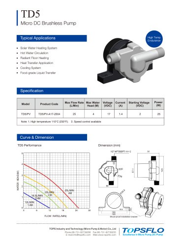 TD5PV Solar DC Pump Hot Water Circulation Pump