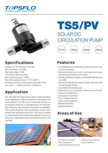 TS5 solar dc water pump,hot water circulation pump