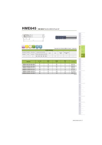 HME645 Carbide flat mill 6F for steel and stainless steel helix45