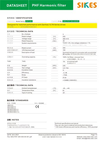 sikes harmonic filter for danfoss inverter drive 160kw THDI 