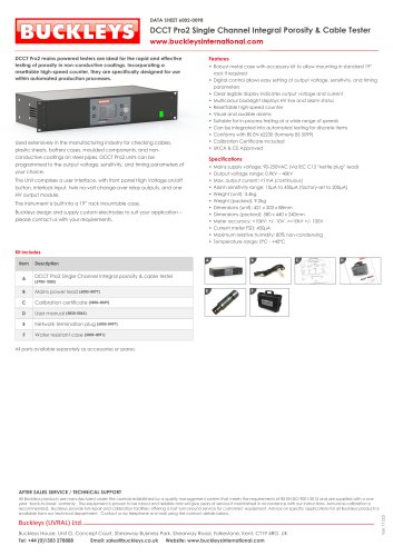 Datasheet: DCCT Pro2 Pinhole detector - Integral single channel unit