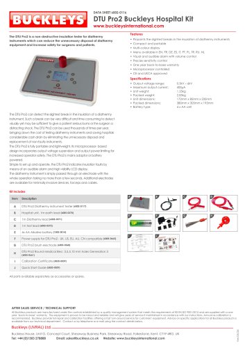 DTU Pro2 Diathermy Instrument Tester Data Sheet