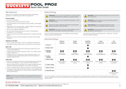 Quick start guide: Pool Pro2 - swimmingpool leak detector kit