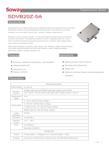 Soway Displacement Sensor SDVB20Z-5A