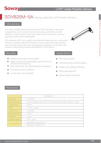 SOWAY LVDT displacement transducers SDVB20M-5A