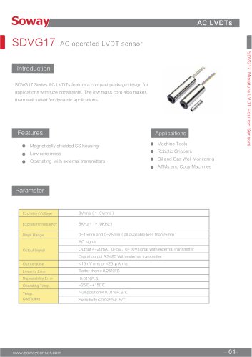 SOWAY LVDT displacement transducers SDVG17