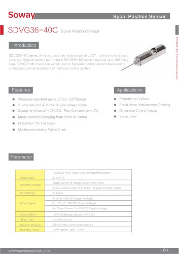 SOWAY LVDT displacement transducers SDVG36-40C