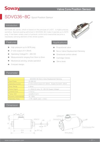 SOWAY LVDT displacement transducers SDVG36-8C