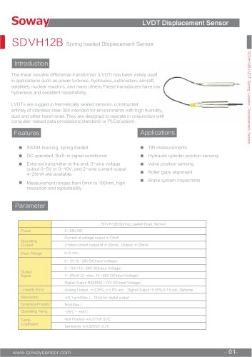 SOWAY LVDT displacement transducers SDVH12B