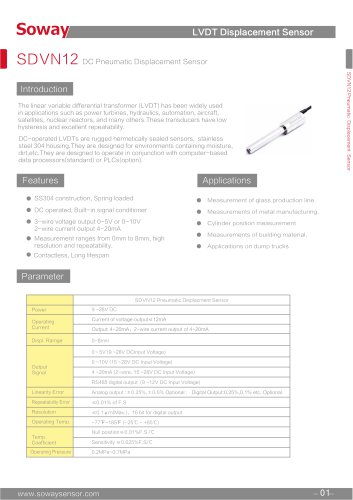 SOWAY LVDT displacement transducers SDVN12