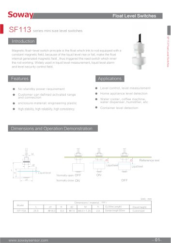 SOWAY Magnetic float switch SF113