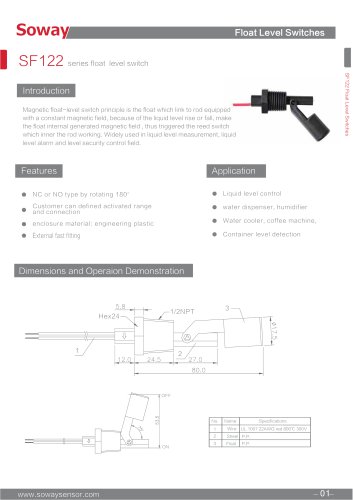 SOWAY Magnetic float switch SF122