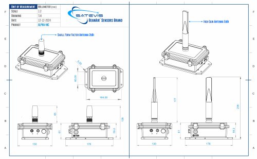 Drawing Satevis Alpha Inc 10T - Lorawan Trix-Axis Inclinometer