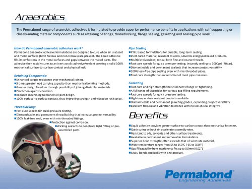 Permabond Anaerobic Adhesives & Sealants for Threadlocking, Pipe sealing, Gasketing and Retaining