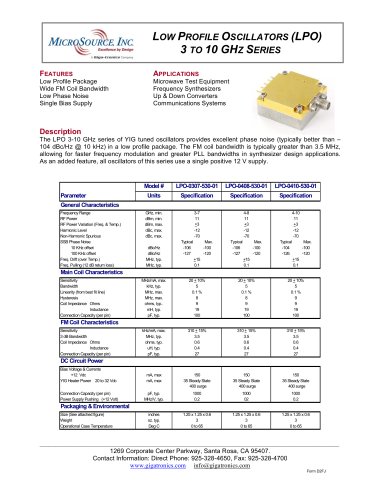 YIG-tuned Oscillator LPO-0307-530-01