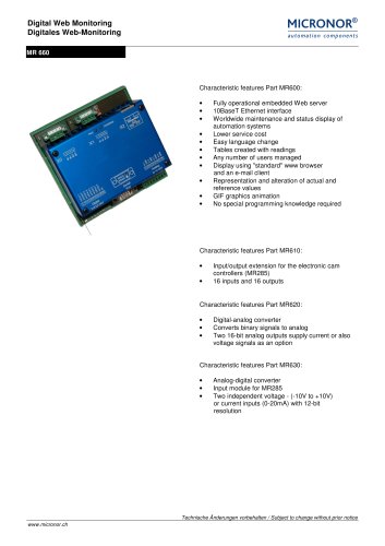 Digital Web-server (with additional functions) Typ: MR 660