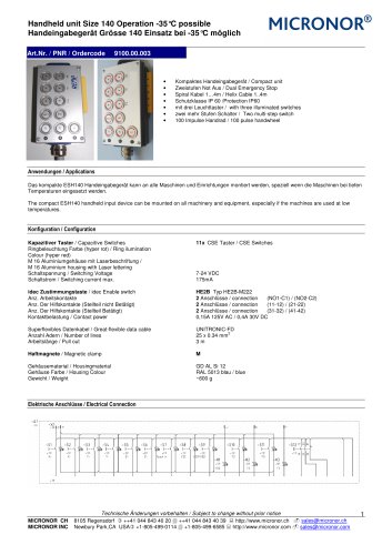 ESH140 Programming unit with 11 capacitive pressure keys