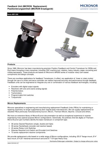 Feedback Unit (MICRON Replacement) Typ: MR200