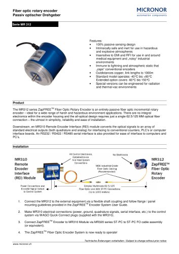 Fiber Optic Rotary Encoder MR 312 Typ: MR 312