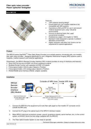 Fiber Optic Rotary Encoder MR 318 Typ: MR 318