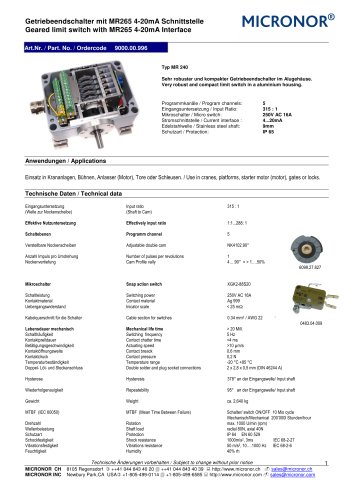 Geared Limit Switch in rugged Alu-housing and 4-20mA output