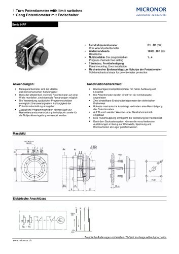 Turn Hand potentiometer with two limit switches