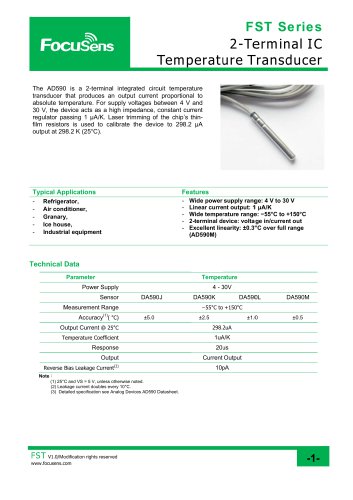 FST Series Terminal IC Temperature Transducer