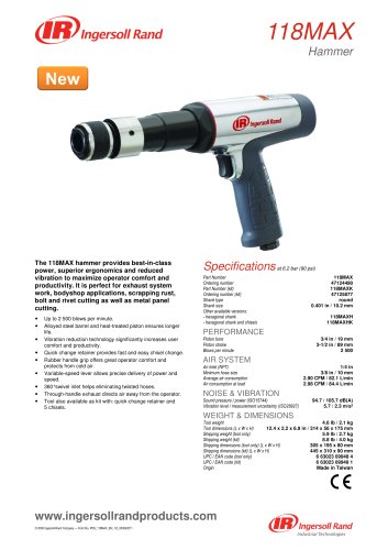 118MAX Air Hammer Product Data Sheet