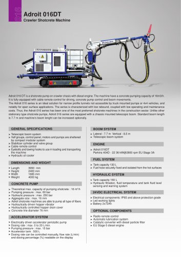 ADROIT 016 DT Crawler Shotcrete Machine