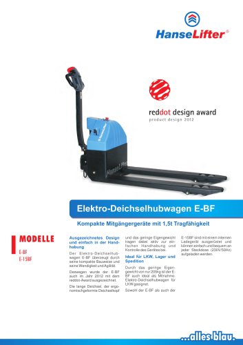 E-BF electric powered pallet truck