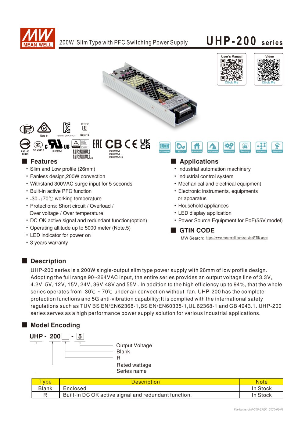 UHP-200 series - Mean Well