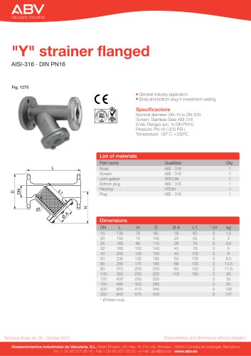 “Y” strainer flanged