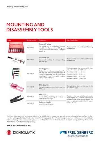 MOUNTING AND DISASSEMBLY TOOLS