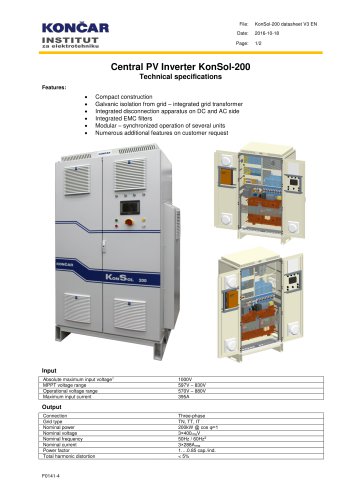 KONCAR-Institute-Central PV Inverter KonSol-200