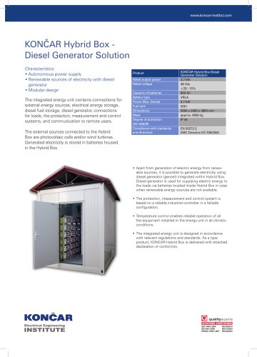 KONCAR-Institute-KONCAR Hybrid Box - Diesel Generator Solution