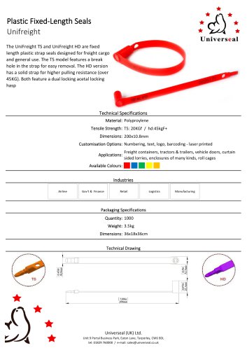 Plastic Fixed-Length Seals Unifreight