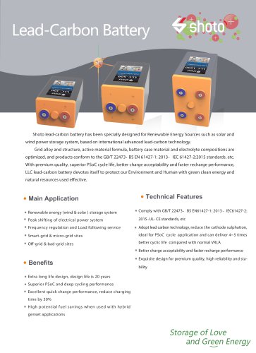 Shoto Lead-Carbon battery  LLC series  for energy storage system