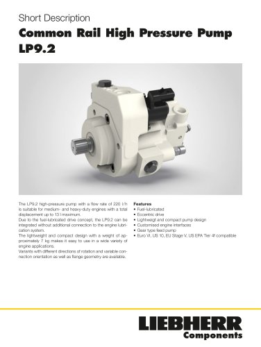 Common Rail High Pressure Pump LP9.2