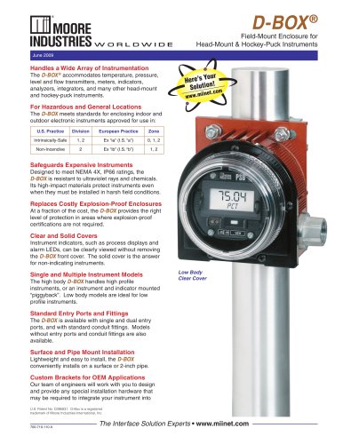 D-BOX / NEMA 4X Field-Mount Enclosure for Hockey-Puck Instruments