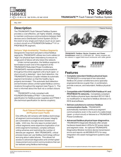 TS Series TRUNKSAFE™ Fault-Tolerant Fieldbus System