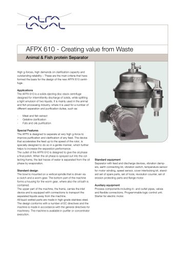 AFPX610 - Animal & Fish protein Separator