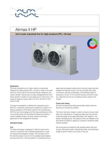 Airmax II HP - Unit cooler industrial line for high pressure (PS = 50 bar)