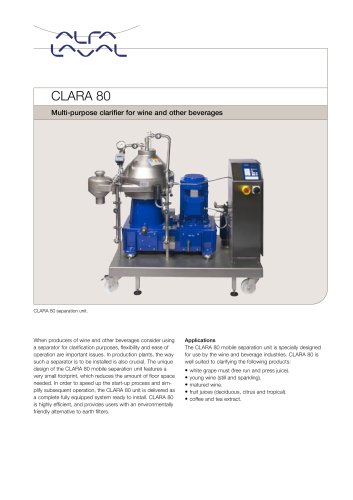 CLARA - CLARA 80 - Multi-purpose clarifier for wine and other beverages