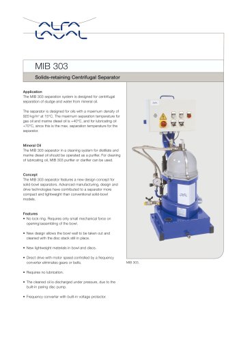 MIB 303 - Solids-retaining Centrifugal Separator