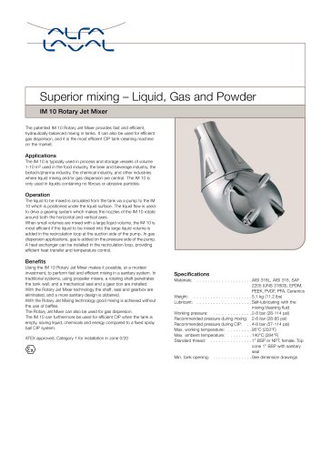 PD Sheet - Rotary jet mixer IM10 