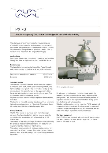 PX 70 Disc stack centrifuge